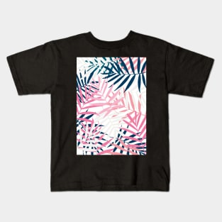 Tropical Foliage Navy and Blush Kids T-Shirt